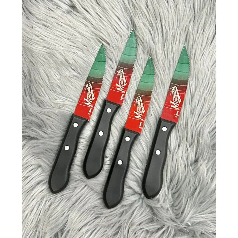 NHL Minnesota Wild Double Sided Logo Print Steak Knife 4pc Household Cutlery Set